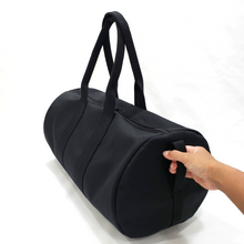 Load image into Gallery viewer, Black Cotton Canvas Round Duffel, Washable