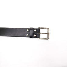 Load image into Gallery viewer, Black Leather Belt with Silver Buckle