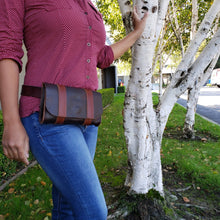 Load image into Gallery viewer, Rollins Road Brown Leather Belt Bag with Fidlock Button Snap Closure