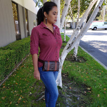 Load image into Gallery viewer, Rollins Road Brown Leather Belt Bag with Fidlock Button Snap Closure