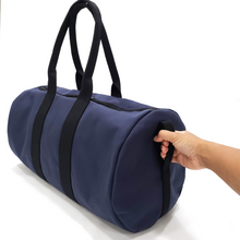 Load image into Gallery viewer, Navy Cotton Canvas Round Duffel, Washable