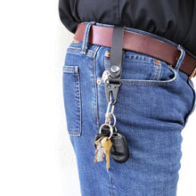 Load image into Gallery viewer, Rollins Road Black Leather Key Fob with Snap Hook