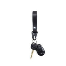 Load image into Gallery viewer, Rollins Road Black Leather Key Fob with Snap Hook