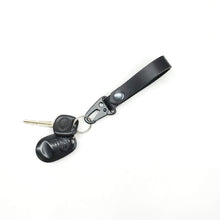 Load image into Gallery viewer, Rollins Road Black Leather Key Fob with Snap Hook