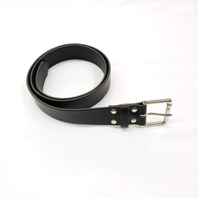 Load image into Gallery viewer, Black Leather Belt made from 10oz Latigo Leather with silver buckle