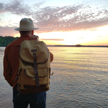 Load image into Gallery viewer, Canvas Backpack with Leather Trim
