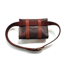 Load image into Gallery viewer, Rollins Road Brown Leather Belt Bag with Fidlock Button Snap Closure
