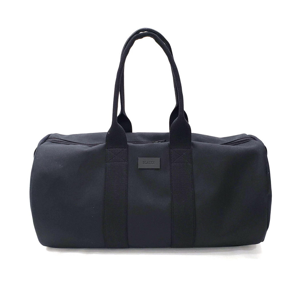 Black Cotton Canvas Washable Round Duffel, Rollins Road