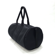 Load image into Gallery viewer, Black Cotton Canvas Round Duffel, Washable
