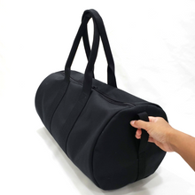 Load image into Gallery viewer, Black Cotton Canvas Round Duffel, Washable
