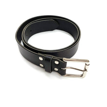 Load image into Gallery viewer, Black Leather Belt with Silver Buckle
