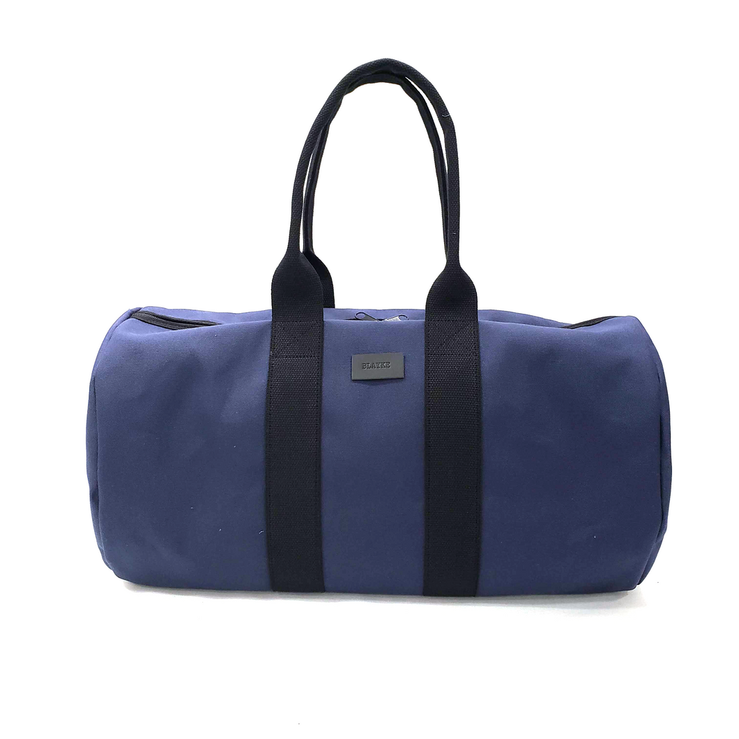 Navy Cotton Canvas Round Duffel, Washable