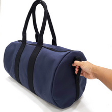 Load image into Gallery viewer, Navy Cotton Canvas Round Duffel, Washable
