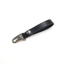 Load image into Gallery viewer, Rollins Road Black Leather Key Fob with Silver Hardware
