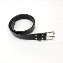 Load image into Gallery viewer, Black Leather Belt made from 10oz Latigo Leather with silver buckle
